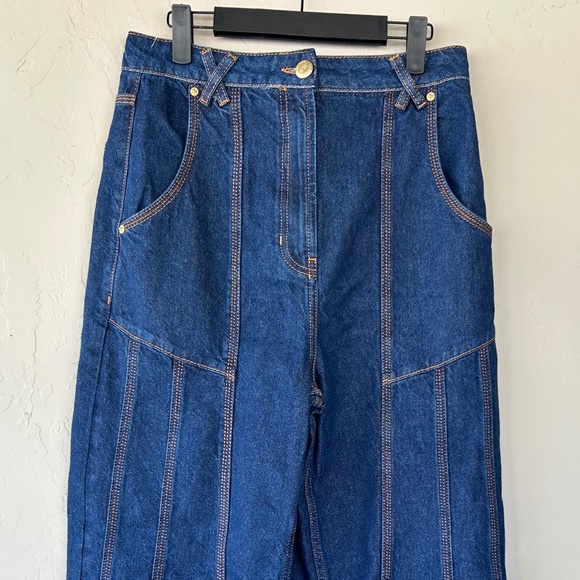 NWT FARM Rio Dark Denim High Waist Snips Pants Size 27 Cotton Flare Style 329081 - Picture 6 of 12